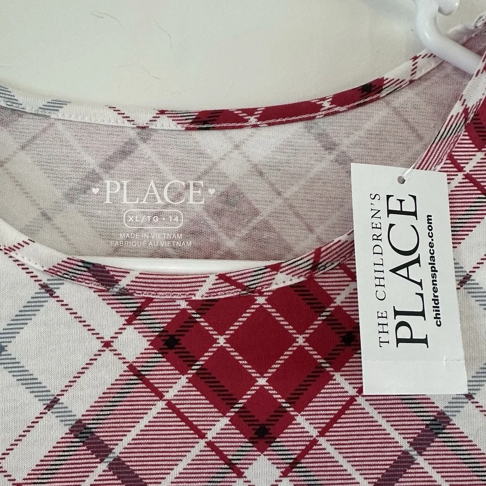 New Girls Red White Plaid Fit Flare Dress XL 14 Children's‎ Place Christmas